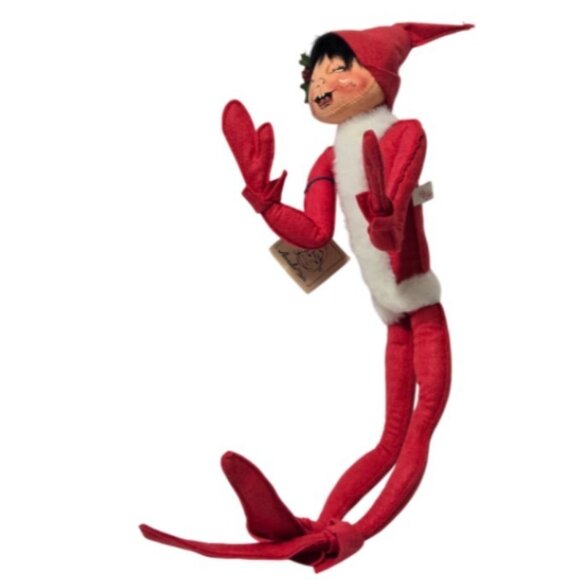 Annalee Dolls Vintage Christmas Swirl Red Elf Code# 7448 Mobilitee Doll (NWT) - Picture 4 of 16
